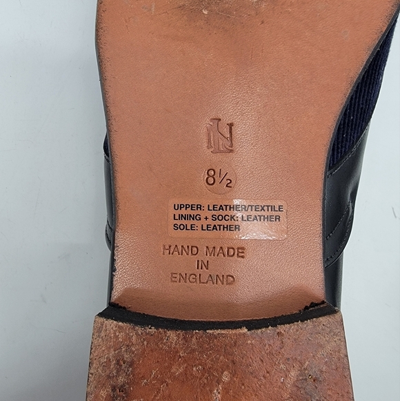 New & Lingwood Navy Eton Cord Slippers Made in England UK 8.5 EU 42 US 9.5 Luxe - Picture 8 of 15